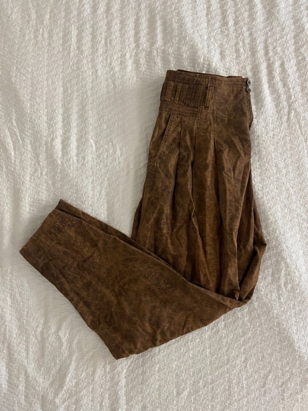 Vintage Z Cavaricci Brown Acid Wash Pleated Pants Size 34 (L) USA - Picture 3 of 5